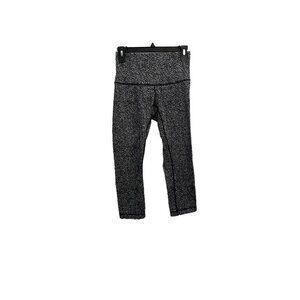 Lululemon Wunder Under Cropped Leggings Size 6 Specs Black And White